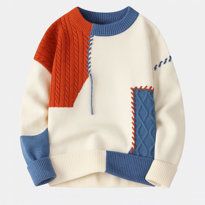 Caden Men's Sweater | Unique Patchwork Design, Relaxed Fit 0
