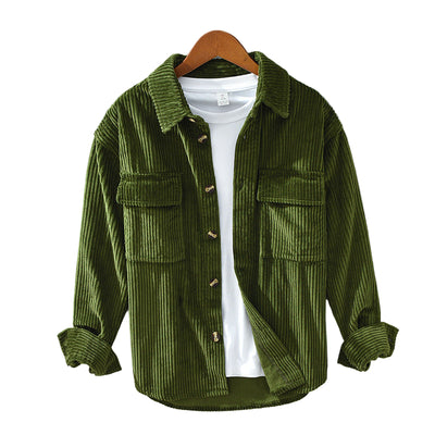 Caz Men's Button-Up Shirt | Corduroy Style, Versatile 0