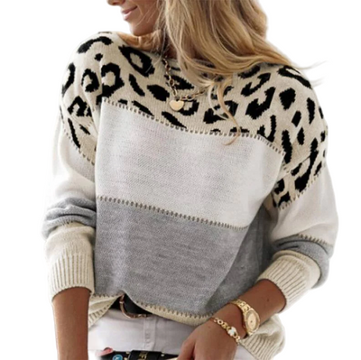 Kara Women's Sweater | Soft Knit, Relaxed Fit, Leopard Print 0